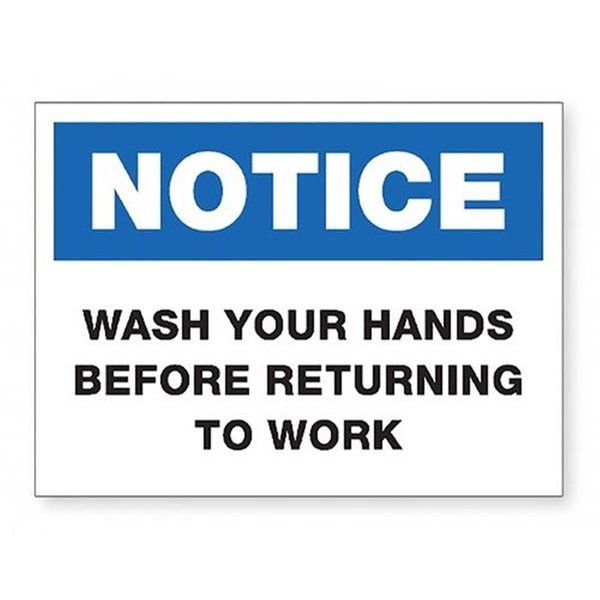 Lorell 8 x 6 in. Wash Hands Sign Blue LLR00252